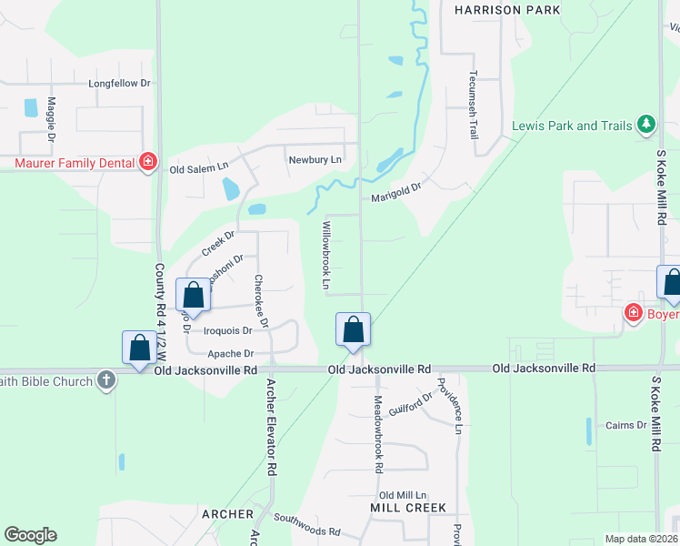 map of restaurants, bars, coffee shops, grocery stores, and more near 4020 Oakbrook Court in Springfield