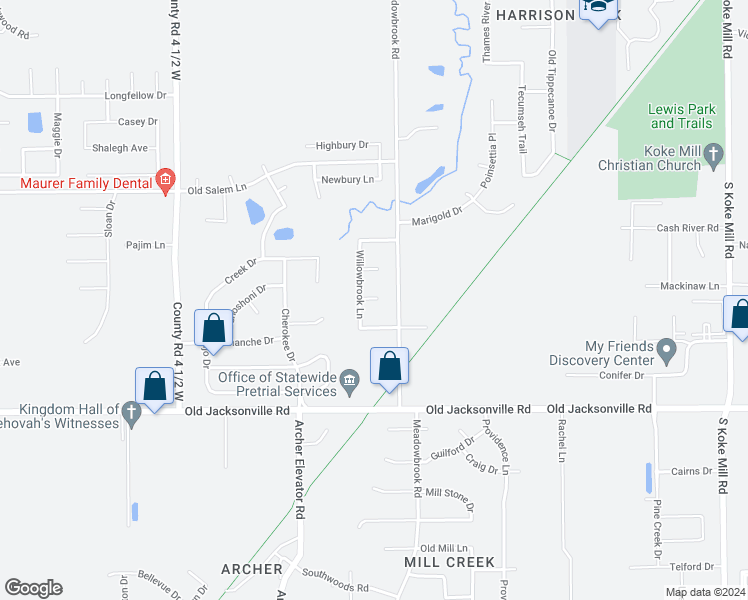 map of restaurants, bars, coffee shops, grocery stores, and more near 4044 Oakbrook Court in Springfield
