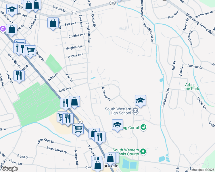 map of restaurants, bars, coffee shops, grocery stores, and more near 417 Debbi Court in Hanover