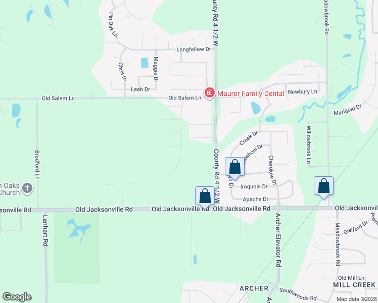 map of restaurants, bars, coffee shops, grocery stores, and more near 681 South Bradfordton Road in Springfield