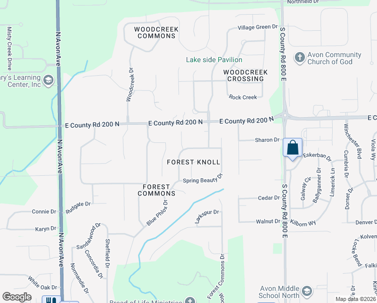 map of restaurants, bars, coffee shops, grocery stores, and more near 7573 Purplecress Drive in Avon