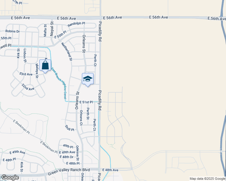 map of restaurants, bars, coffee shops, grocery stores, and more near 5142-5214 Picadilly Road in Denver