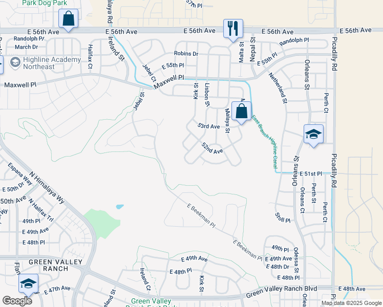 map of restaurants, bars, coffee shops, grocery stores, and more near 5156 Lisbon Street in Denver