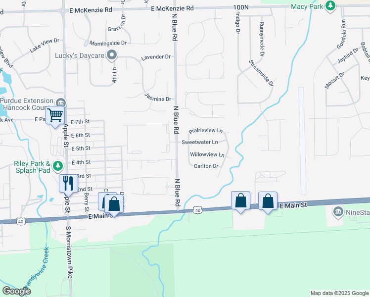 map of restaurants, bars, coffee shops, grocery stores, and more near 468 Brookstone Drive in Greenfield