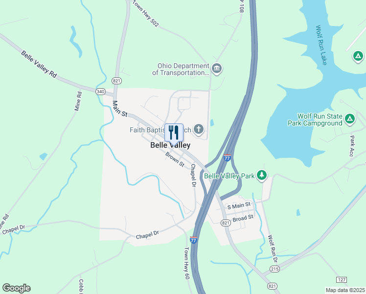 map of restaurants, bars, coffee shops, grocery stores, and more near 124 Ohio 821 in Caldwell