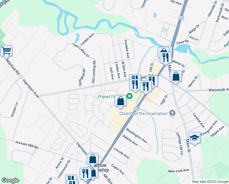 map of restaurants, bars, coffee shops, grocery stores, and more near 1092 Tristram Circle in Gloucester County