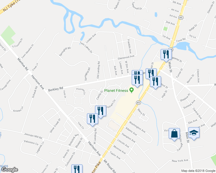 map of restaurants, bars, coffee shops, grocery stores, and more near 1217 Tristram Circle in Mantua Township