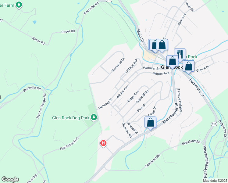 map of restaurants, bars, coffee shops, grocery stores, and more near 231 Hanover St in Glen Rock