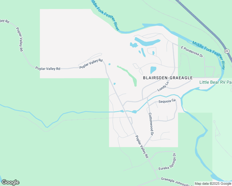 map of restaurants, bars, coffee shops, grocery stores, and more near Poplar Valley Road & Evergreen Circle in Plumas Eureka