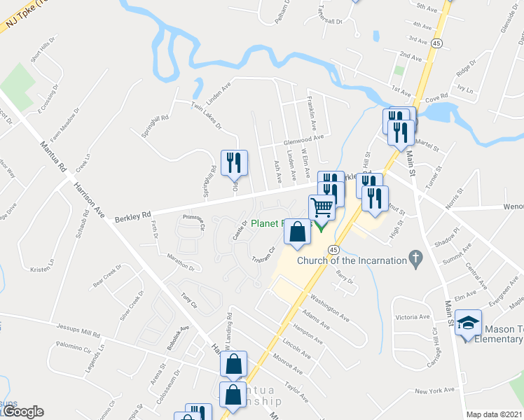 map of restaurants, bars, coffee shops, grocery stores, and more near 1172 Tristram Cir in Mantua