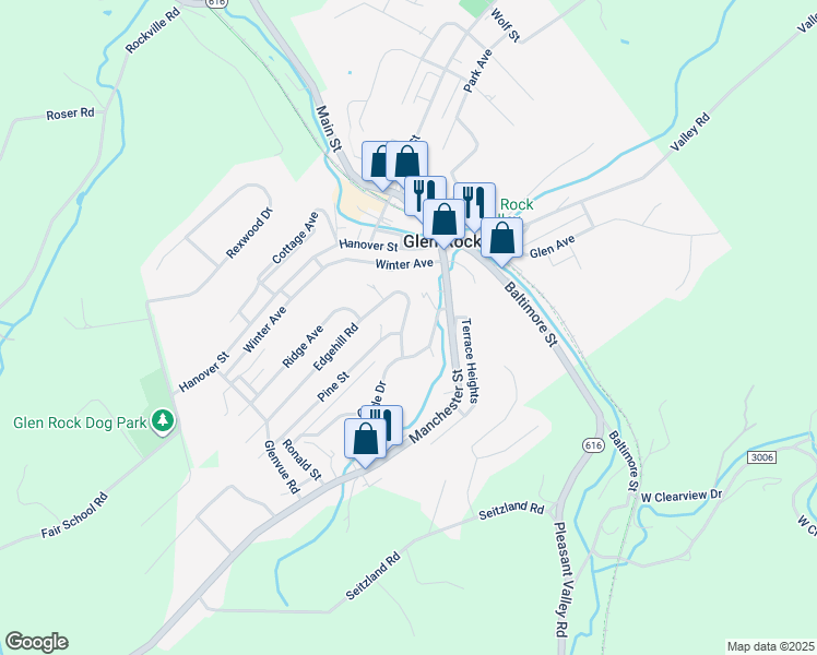 map of restaurants, bars, coffee shops, grocery stores, and more near 23 Hillside Terrace in Glen Rock