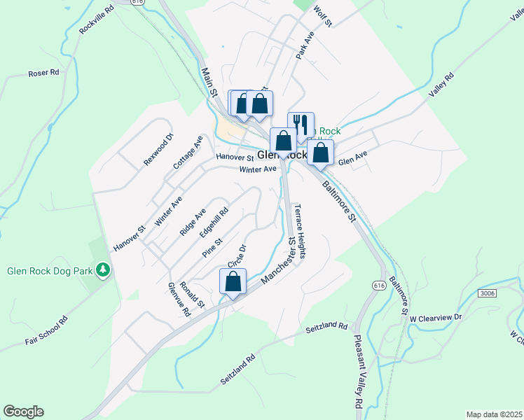 map of restaurants, bars, coffee shops, grocery stores, and more near 23 Hillside Terrace in Glen Rock