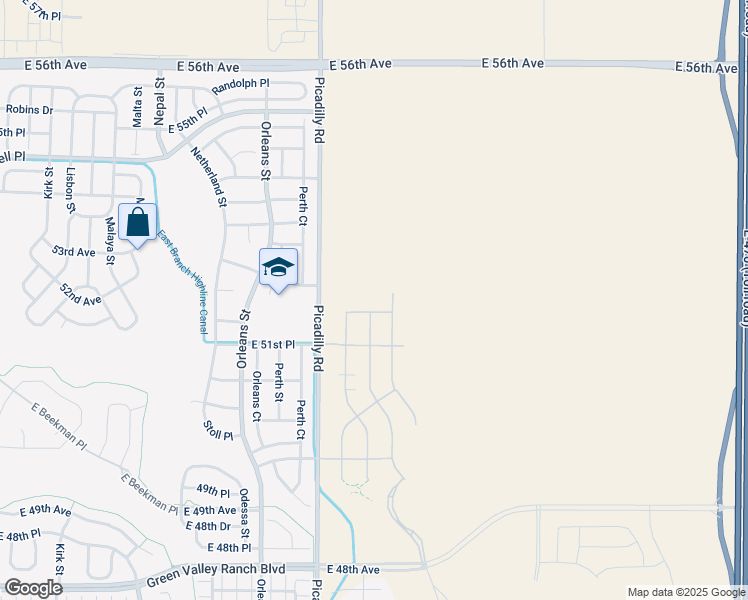 map of restaurants, bars, coffee shops, grocery stores, and more near 5142-5214 Picadilly Road in Denver