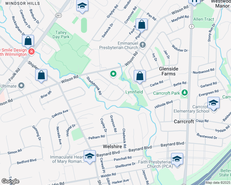 map of restaurants, bars, coffee shops, grocery stores, and more near 828 Bess Lane in Wilmington