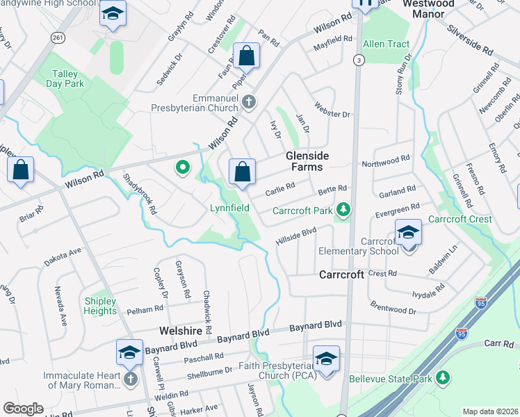 map of restaurants, bars, coffee shops, grocery stores, and more near 29 Homewood Road in Wilmington