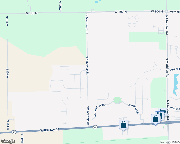 map of restaurants, bars, coffee shops, grocery stores, and more near 363 North Windswept Road in Greenfield