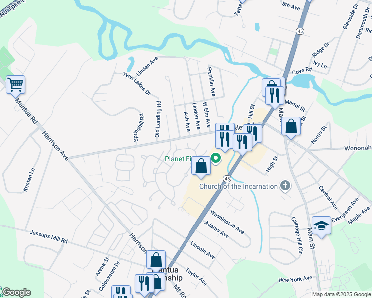 map of restaurants, bars, coffee shops, grocery stores, and more near 1276 Tristram Circle in Mantua Township