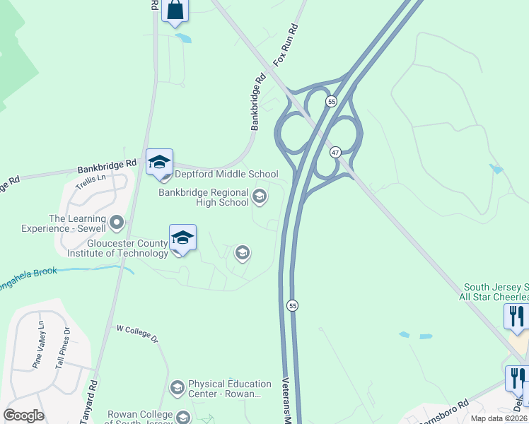 map of restaurants, bars, coffee shops, grocery stores, and more near 870 Bankbridge Road in Deptford