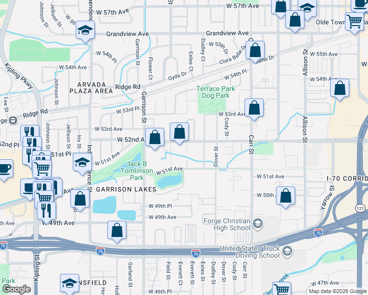 map of restaurants, bars, coffee shops, grocery stores, and more near in 