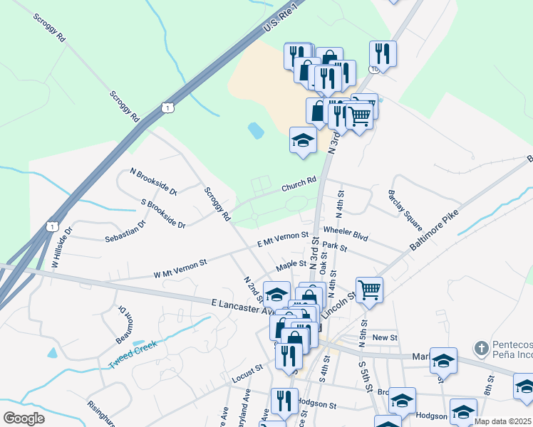 map of restaurants, bars, coffee shops, grocery stores, and more near in Oxford