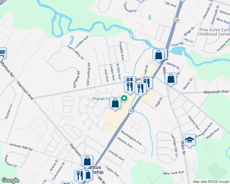 map of restaurants, bars, coffee shops, grocery stores, and more near 1164 Tristram Circle in Gloucester County