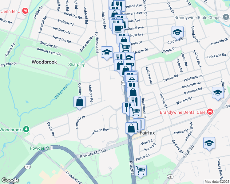 map of restaurants, bars, coffee shops, grocery stores, and more near 2200 Concord Pike in Wilmington