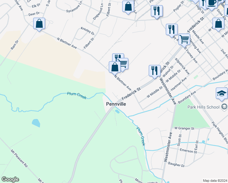 map of restaurants, bars, coffee shops, grocery stores, and more near 116 Orchard Lane in Hanover