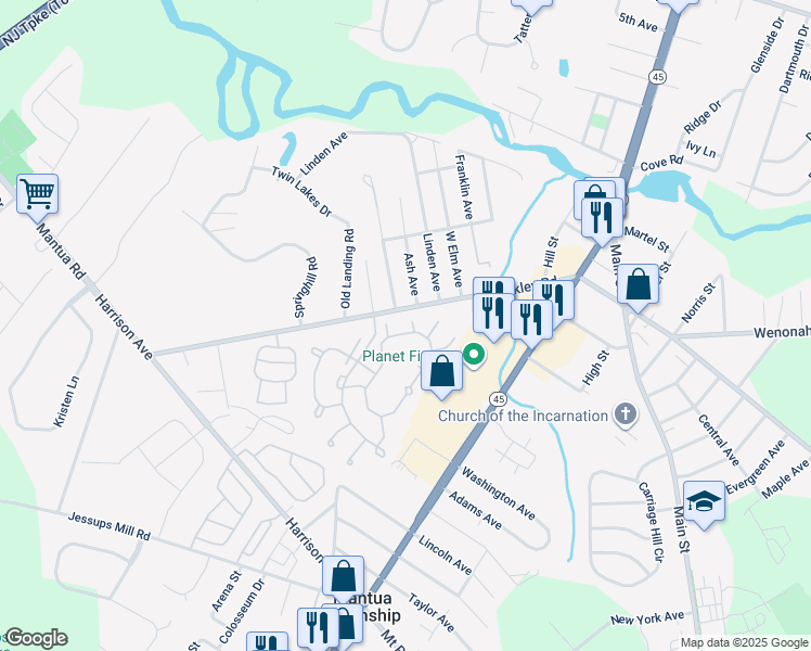 map of restaurants, bars, coffee shops, grocery stores, and more near 1184 Tristram Circle in Gloucester County