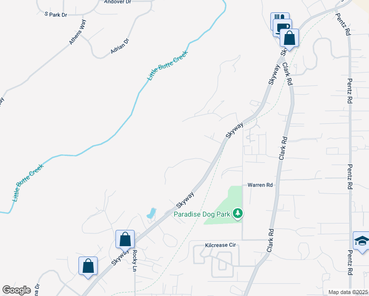 map of restaurants, bars, coffee shops, grocery stores, and more near 6900 Quail Way in Paradise