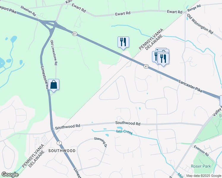 map of restaurants, bars, coffee shops, grocery stores, and more near 29 Pierson Drive in Hockessin