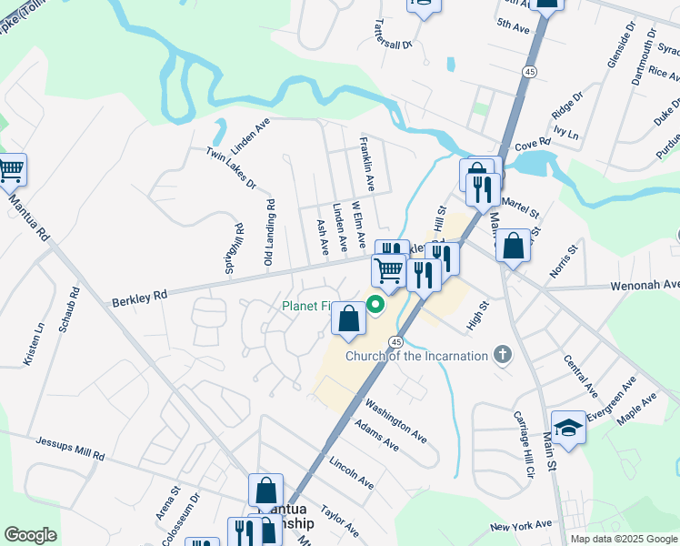 map of restaurants, bars, coffee shops, grocery stores, and more near 1092 Tristram Circle in Gloucester County