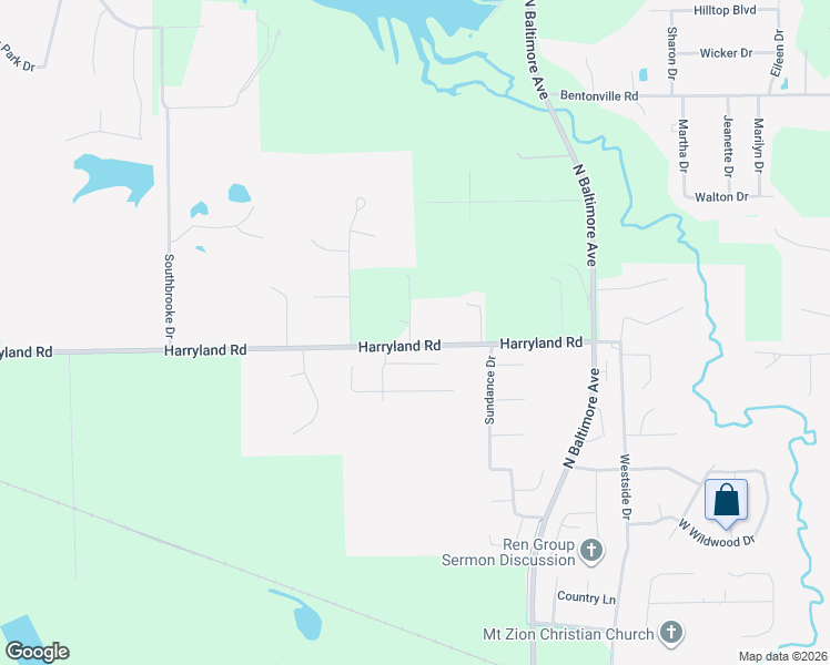 map of restaurants, bars, coffee shops, grocery stores, and more near 3680 Harryland Road in Mount Zion