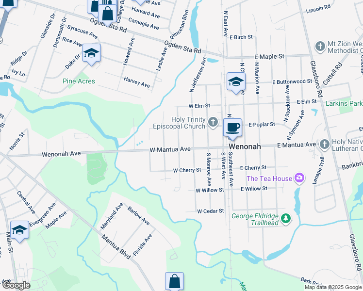 map of restaurants, bars, coffee shops, grocery stores, and more near 209 West Mantua Avenue in Wenonah
