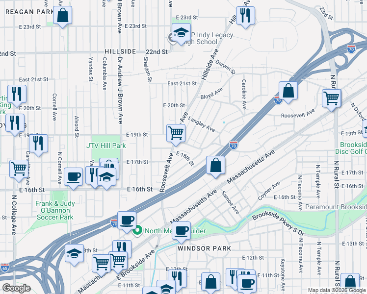 map of restaurants, bars, coffee shops, grocery stores, and more near 1806 Tallman Avenue in Indianapolis