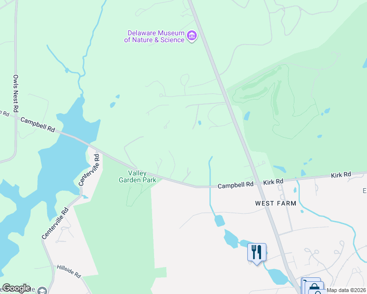 map of restaurants, bars, coffee shops, grocery stores, and more near 2405 Minker Court in Wilmington