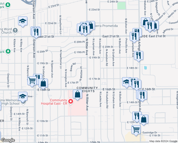 map of restaurants, bars, coffee shops, grocery stores, and more near 1804 North Layman Avenue in Indianapolis