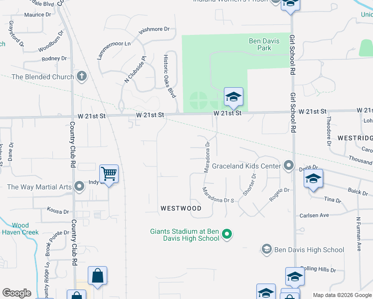 map of restaurants, bars, coffee shops, grocery stores, and more near 7728 Gullit Way in Indianapolis