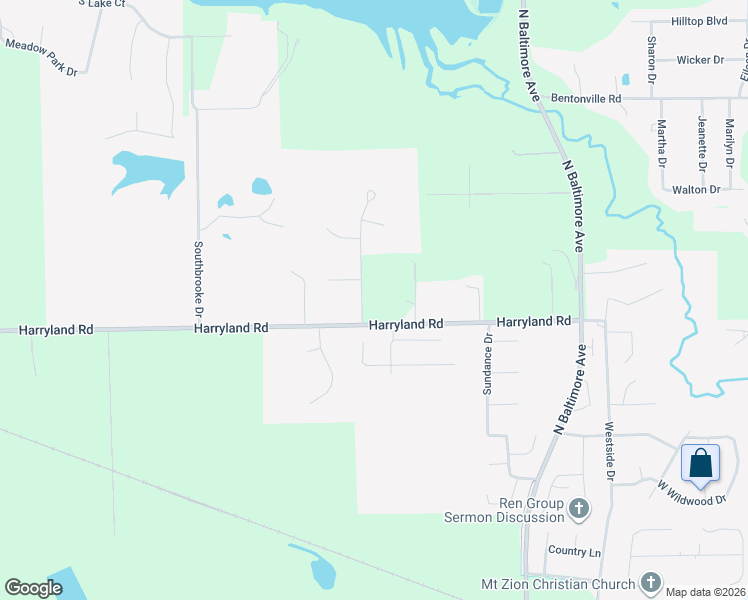 map of restaurants, bars, coffee shops, grocery stores, and more near 3680 Harryland Road in Mount Zion