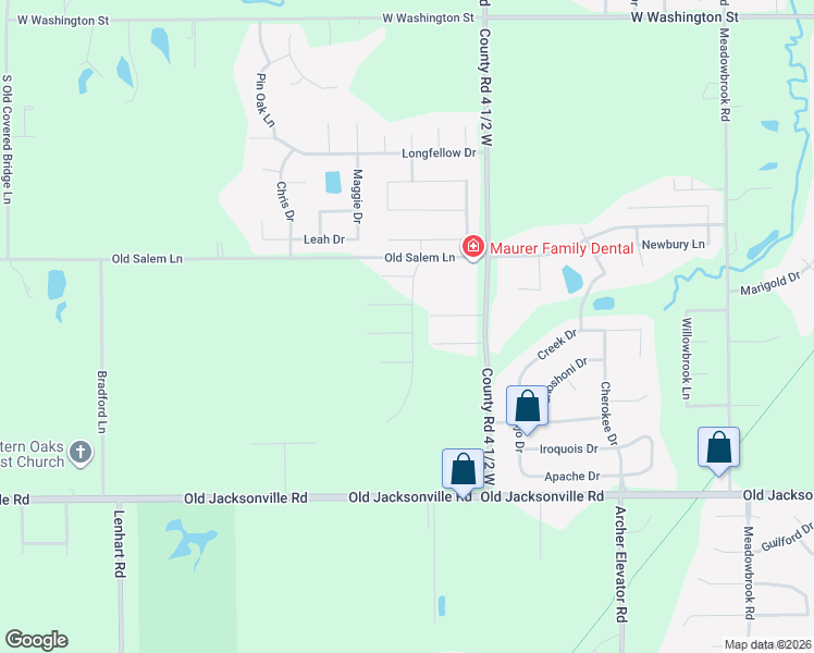 map of restaurants, bars, coffee shops, grocery stores, and more near 1-13 Pajim Lane in Springfield