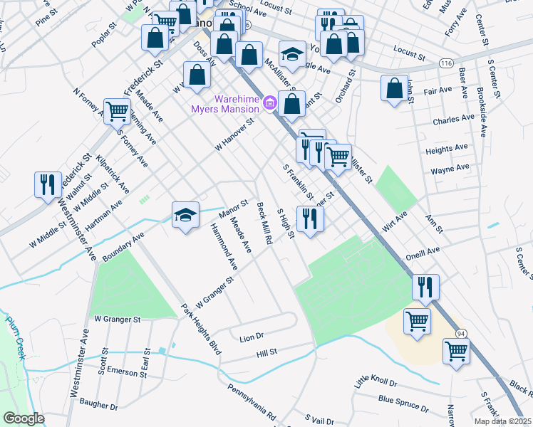 map of restaurants, bars, coffee shops, grocery stores, and more near 12 Beck Mill Road in Hanover