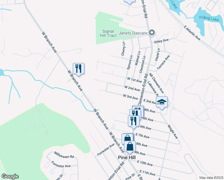 map of restaurants, bars, coffee shops, grocery stores, and more near 83 West 3rd Avenue in Pine Hill