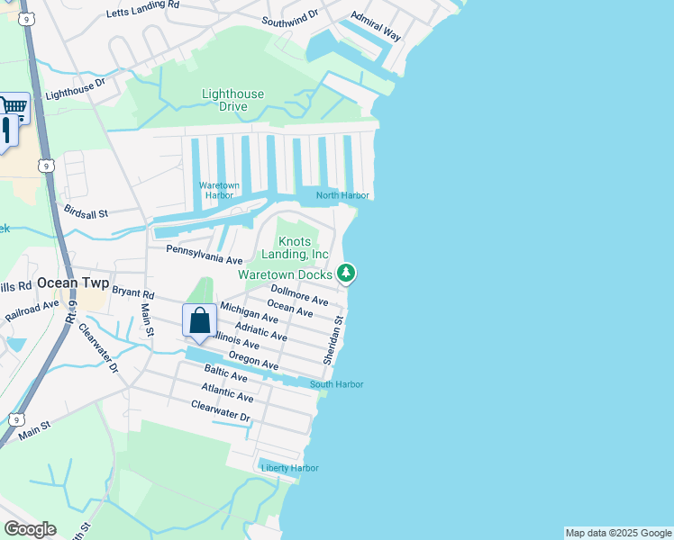map of restaurants, bars, coffee shops, grocery stores, and more near 2 Vessel Drive in Ocean Township