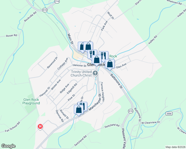 map of restaurants, bars, coffee shops, grocery stores, and more near 3 Pleasant St in Glen Rock