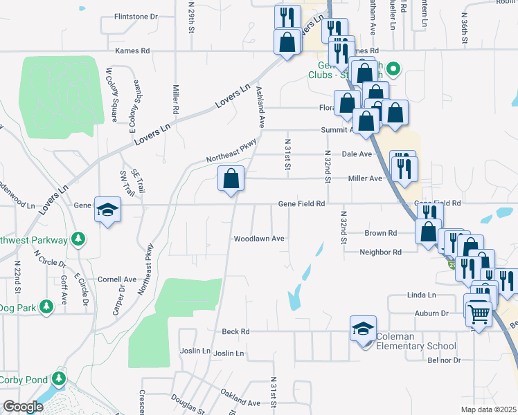 map of restaurants, bars, coffee shops, grocery stores, and more near 2619 Parallel Avenue in Saint Joseph