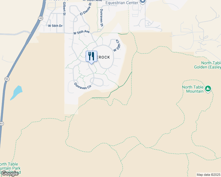 map of restaurants, bars, coffee shops, grocery stores, and more near 19034 West 53rd Drive in Golden