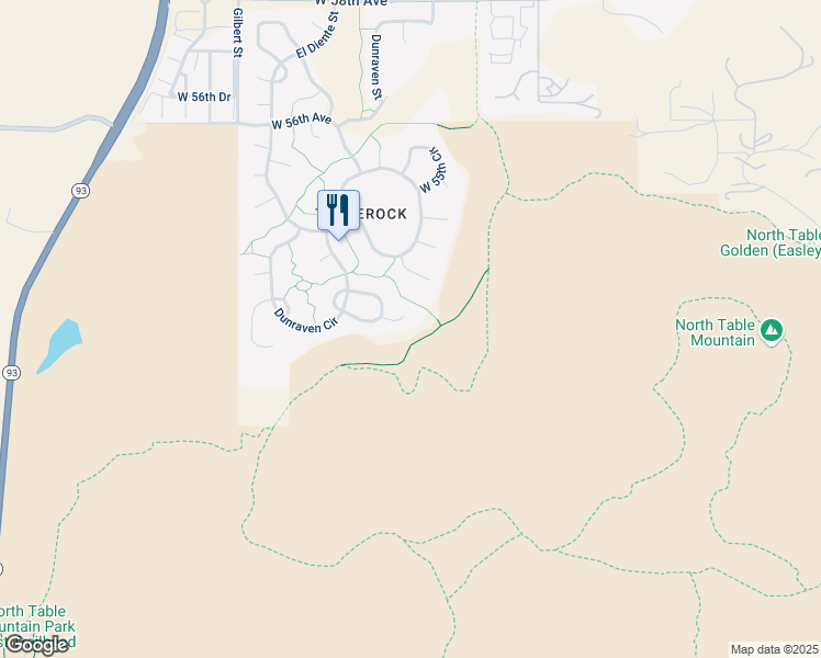 map of restaurants, bars, coffee shops, grocery stores, and more near 19034 West 53rd Drive in Golden