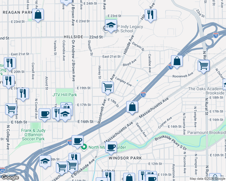 map of restaurants, bars, coffee shops, grocery stores, and more near 1806 Tallman Avenue in Indianapolis
