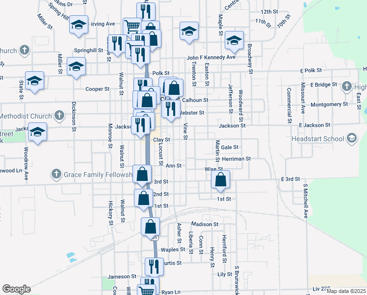 map of restaurants, bars, coffee shops, grocery stores, and more near 440 Vine Street in Chillicothe