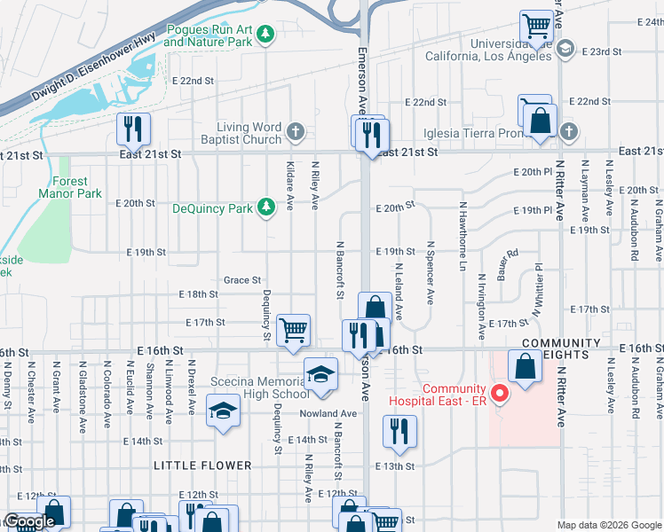 map of restaurants, bars, coffee shops, grocery stores, and more near 1828 North Bancroft Street in Indianapolis
