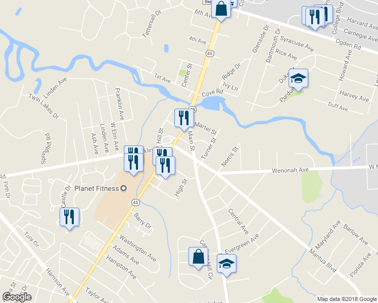 map of restaurants, bars, coffee shops, grocery stores, and more near 70 Mantua Boulevard in Mantua Township